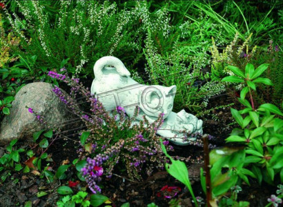 Garten Dekoration Katze Statue Skulptur Figuren Weiß Skulpturen Design